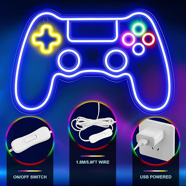 Gaming Neon Sign, Gamer Neon Sign För Spelrum Dekor, Usb-drivna Switch Gaming Led-skyltar För Tonårspojkar Spelrum Väggdekor, Gamer-gåvor För Tonårspojkar