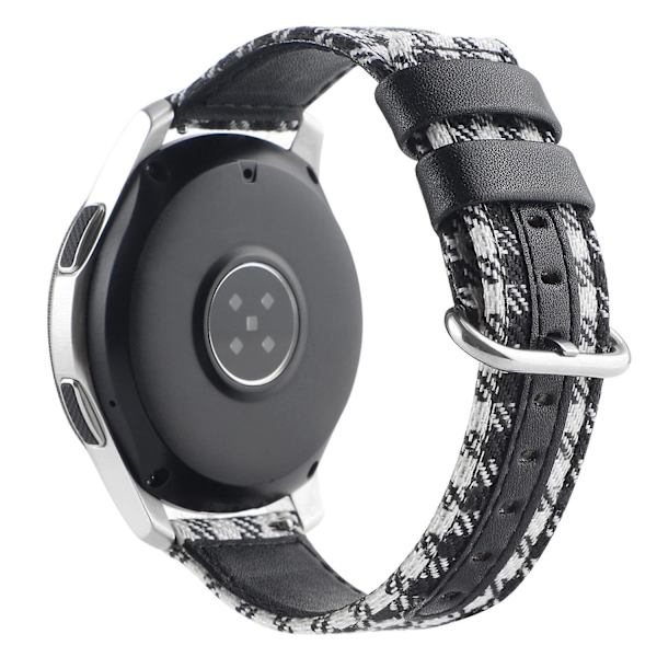 Nylon tyg läder klockarmband för Samsung Galaxy Watch 5 40mm/44mm /Watch 5 Pro 45mm, oval spänne Black Plaid