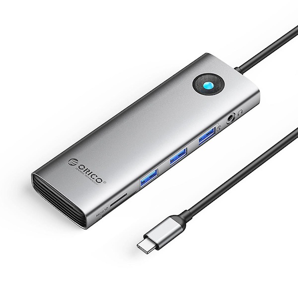 10-in-1 telakointiasema HD+VGA+SD/TF+3,5 mm Audio PD 100 W lataava monitoiminen Type-C -keskitin Dark Grey