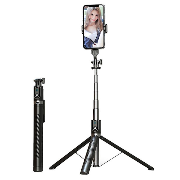 1,8 m Bærbar Selfie Stick i Aluminiumlegering Udtrækkeligt Tripod Stativ 360° Roterende Telefonholder