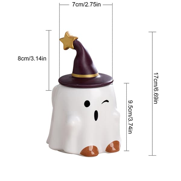 Keramisk tecknad spökvattenkopp med lock Muggkopp Halloween