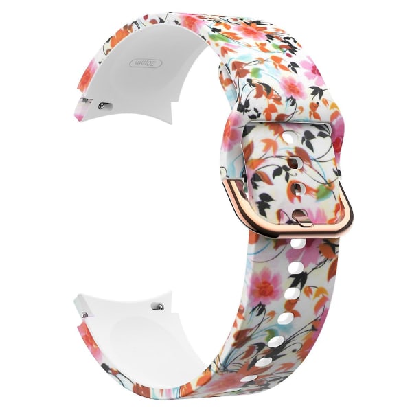 Mönstrad silikonrem med spänne för Samsung Galaxy Watch4 Classic 42/46mm/Active 40/44mm Birds and Flower