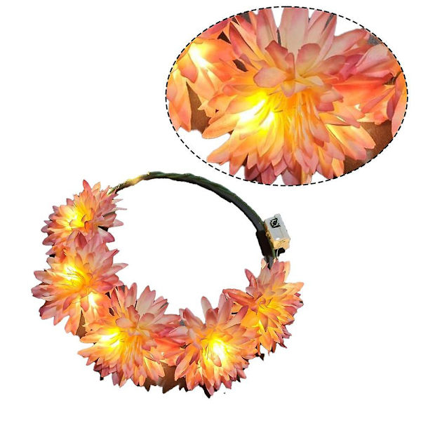 LED Blomsterkrone, Blomsterkrans Hodebånd Lysende LED Blomsterhodeplagg Blomsterhodebekledning shape3