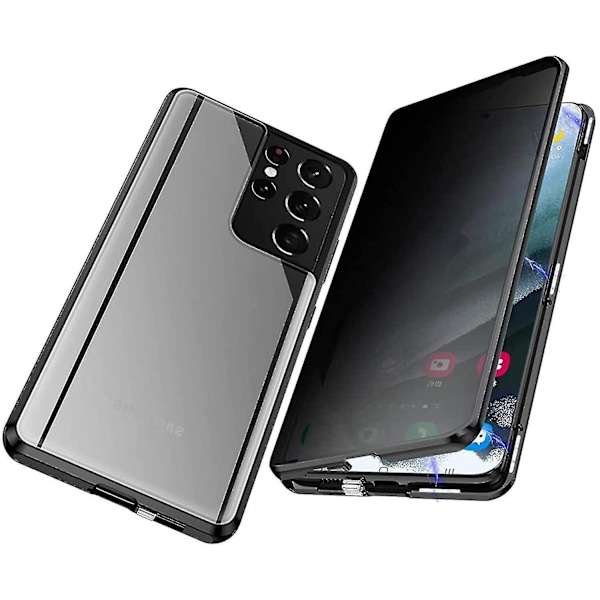 Privacy Magnetiskt Metall Bumper Anti-spion Klarfodral Kompatibelt Med Samsung Galaxy S22 S22+ S22 Ultra Black S27 Plus