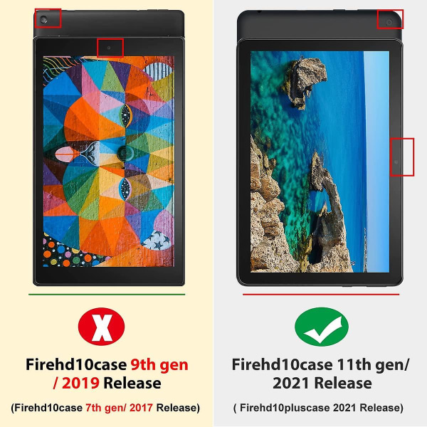 För FIRE Hd 10 Tablet Case 2021, Heavy Dual Dual Layer Stötsäker Slagtålighet Kickstand Case Kompatibel med Fire Hd 10 Case & 10 Blue