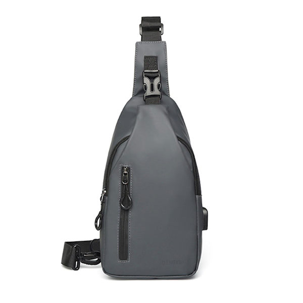 Ny Varm Vattentät Sling Bag För Män Kvinnor Messenger Bag Bröstväskor Crossbody Daypack Med Usb-kabel För Söta Axelväskor grey