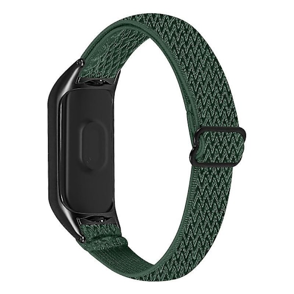 Stretchig nylon anti-scratch justerbar handledsrem för Xiaomi Mi Band 3/4, med svart klockram Army Green