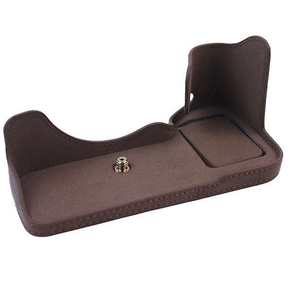 PU Læder Kamera Bund Etui Beskyttende Halv Krops Cover til Sony A7M4/A1/A7S III/A7S3/A7R5 Coffee