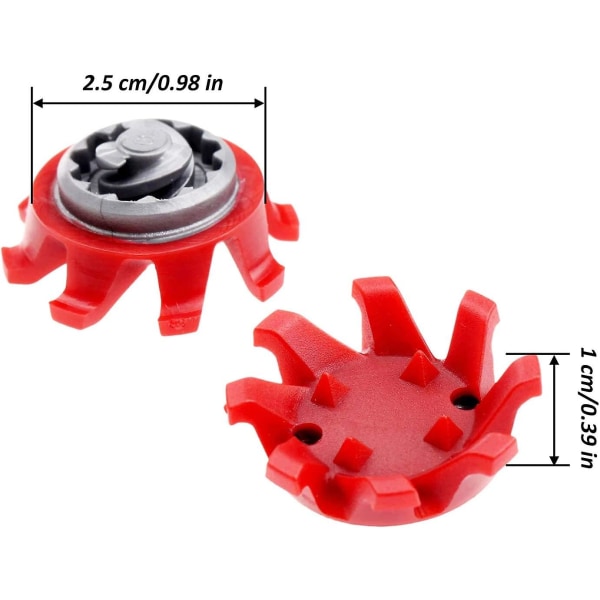40 stycken golfskospikar ersättningar, halkfria golfskospikar stingers, metallgängade skruvgolfdobbar, lätta att byta dubbar, röda och grå