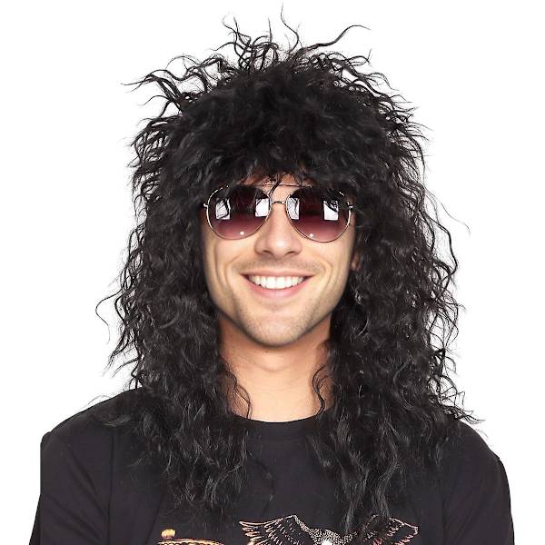 Lång lockig herrmode smart rocker stil peruk