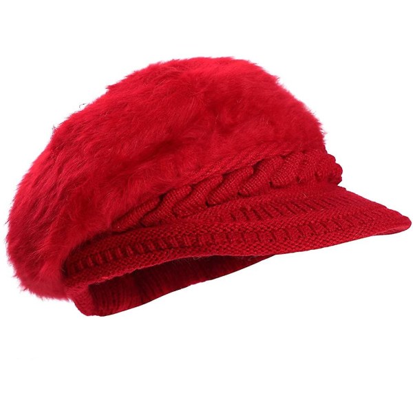 Kvinnor Flickor Peaked Beanie Hat Visir Basker Hat Winter Thermal Baker Boy Cap