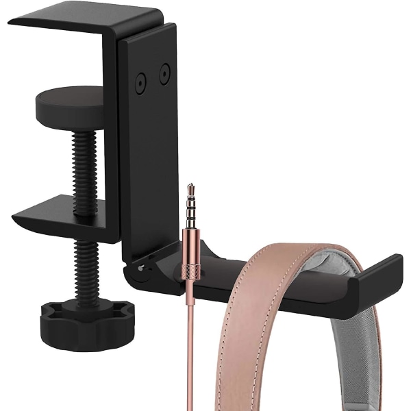 Headsethållare Under skrivbordet Hörlurskrok Vikbar spelheadsethängare Montering för hörlurar för hörlurar i metall med justerbar klämma Skruvlös installation