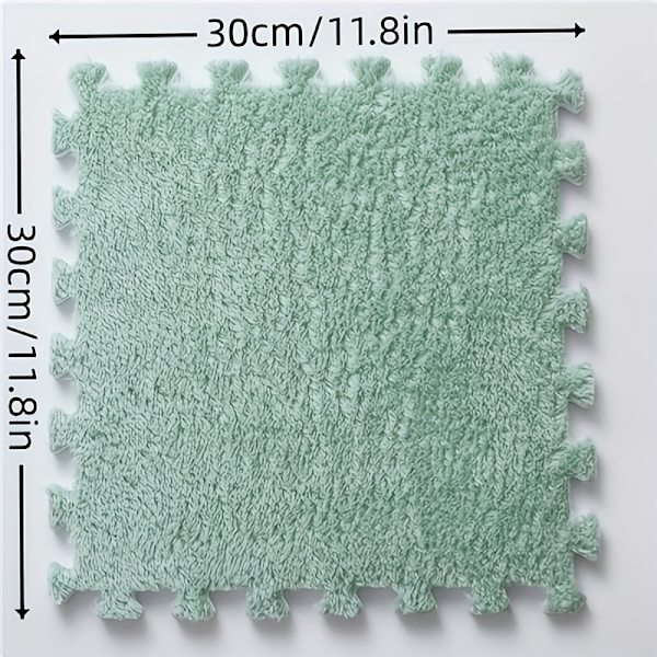 12 st Plush Pusselskumgolvmatta, Kvadratiska Sammanlåsande Mattor, Fluffig Area Matta, Skyddande Halksäkra Komfortdynor Skumgolvmattor