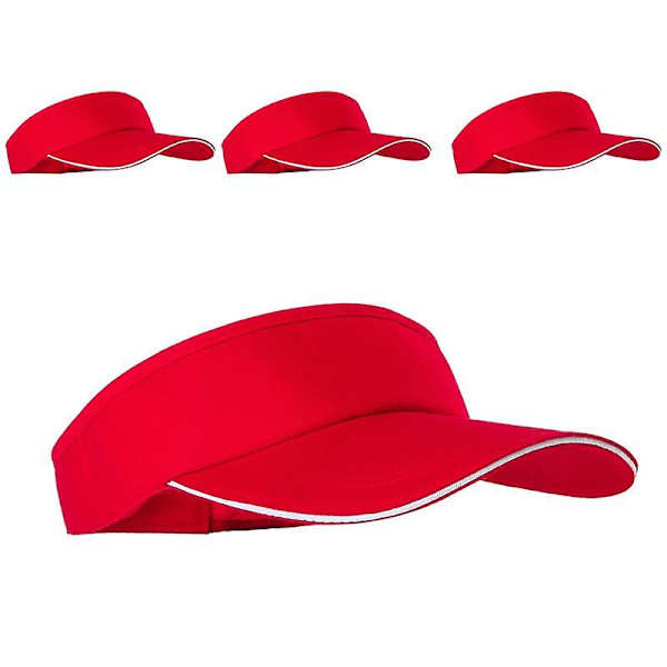Sztxj 4 st justerbara unisex solskydd keps sport golf tennis andningsbar keps hatt röd