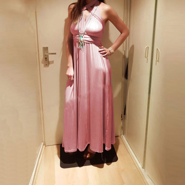Nya Chiffon Brudtärna Klänningar Bal Klänning Bröllop Ruched Formell Festklänning För Kvinnor Pink M