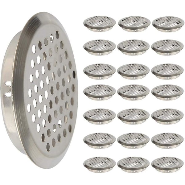 50 st luftventilationsgaller i rostfritt stål, ventilationshål, ventilationsgaller, runda luftventilationsgaller, ventilationsgaller, ventilationsnät, insektsnät, ventilationslucka för husbil, badrum, kök