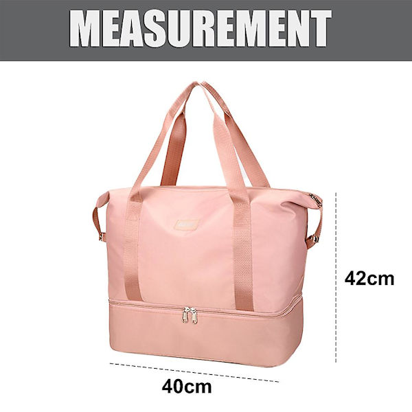 Reiseveske for damer, stor utvidbar helgeveske pink