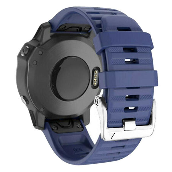 För Garmin Tactix 7 Pro/Fenix 7X/Fenix 6X Pro 26mm Silikonklockarmband med stålspänne Dark Blue