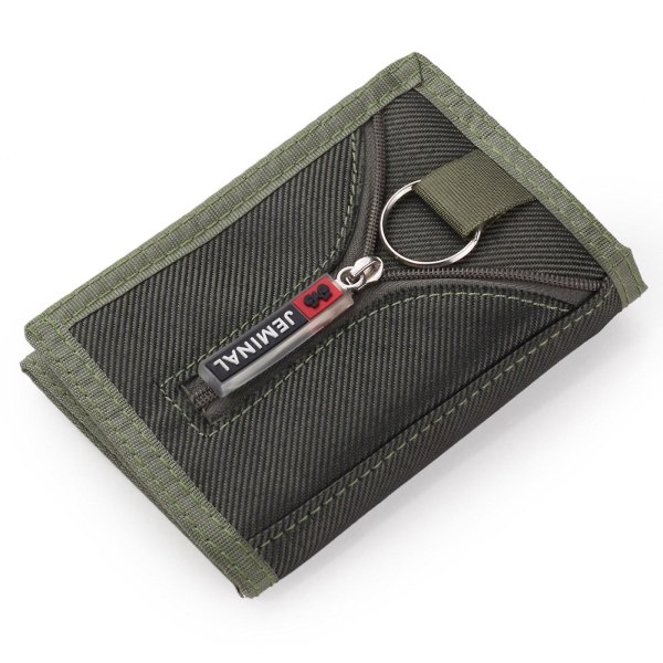 Student Tri-fold Lommebok Ensfarget Søm Nylon Lommebok Myntveske Kort Holder Green