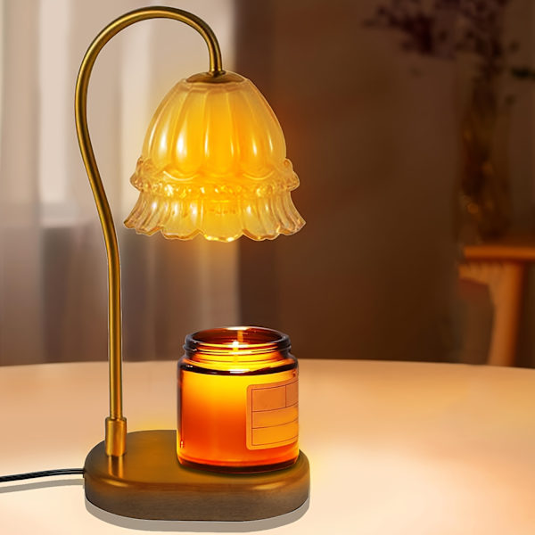 1 stk. Aromaterapi Voks Smeltelampe, Inneholder To 50W Små Pærer, Gummitre og Jern Glass Materiale