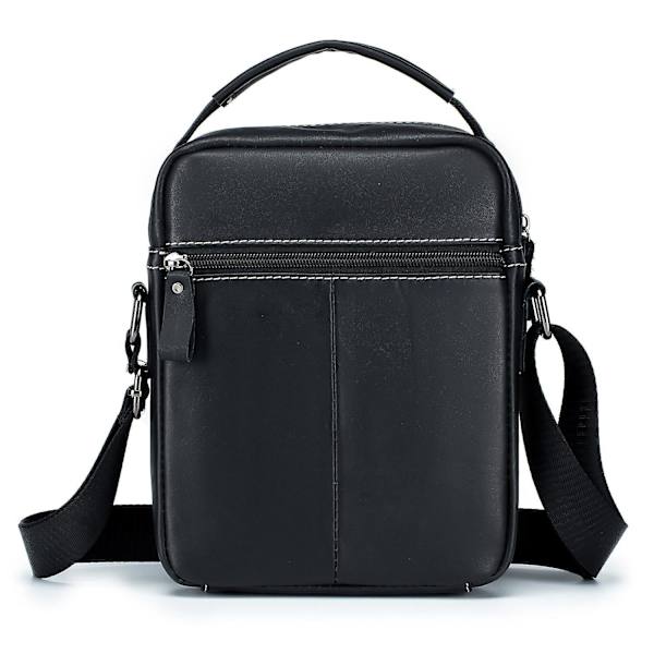 BULLCAPTAIN 0300 Toppskiktsläder Messenger Bag Retro Herr Enkelsidig Axelväska Black