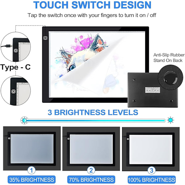 Opgraderet A4 Diamant Maleri Lysboks Med LED Pad