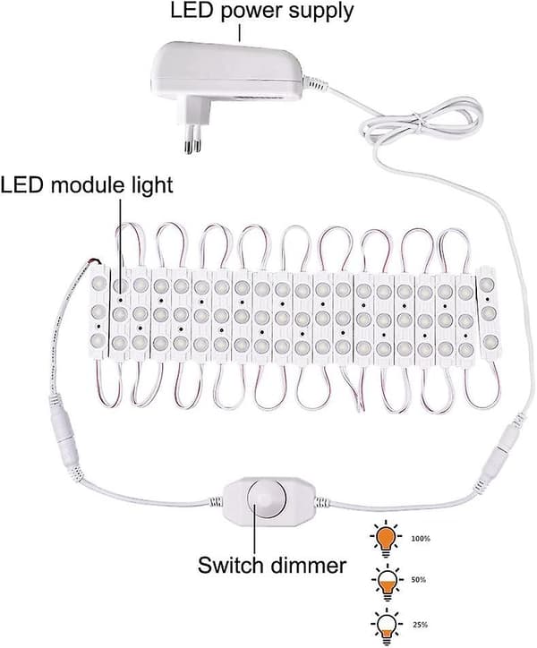 LED Spejllys, Dæmpbar Spejlbelysning, Lang Makeup Lys, Kold Hvid LED Makeup Spejl Kit