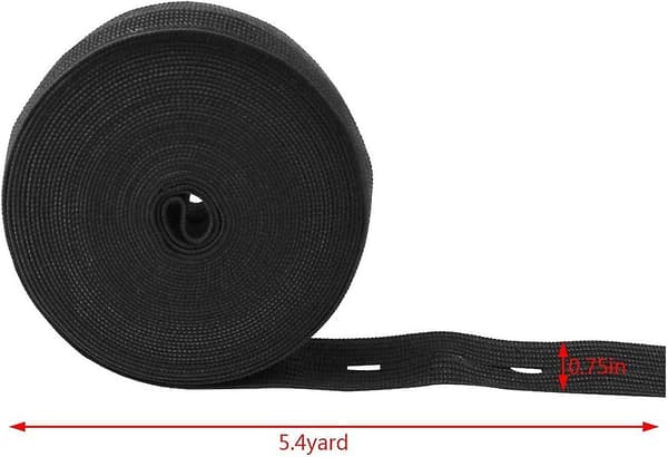 4 ruller elastikbånd med huller elastikbånd knap elastiske knaphuller syning elastikbånd med knaphul og 100 stk. 18 mm sorte harpiksknapper (sort