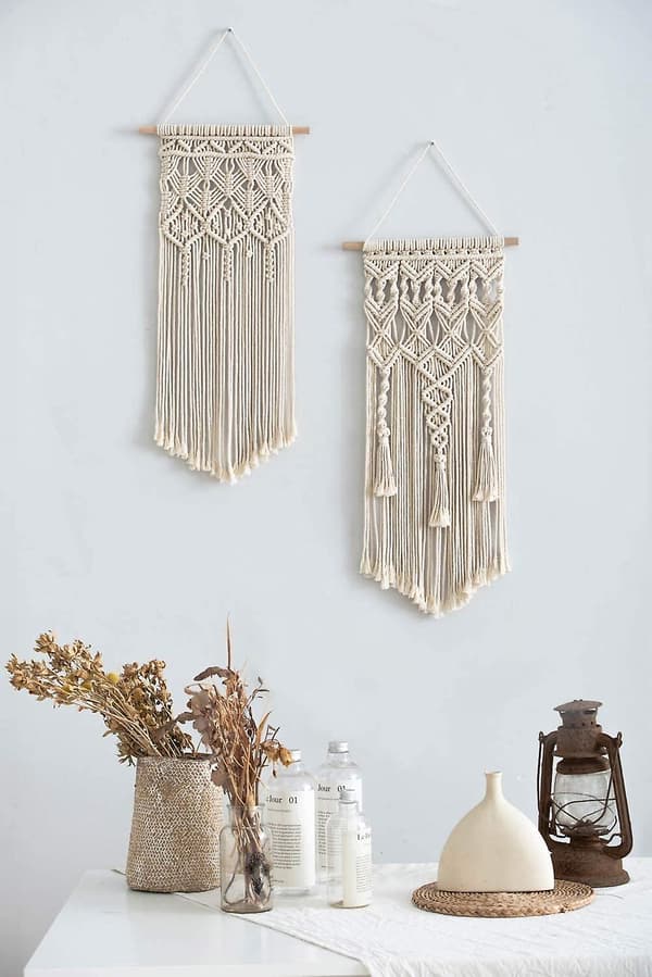 2 st Macrame vävda väggbonader Boho Chic Bohemian Home Geometric Art Decor