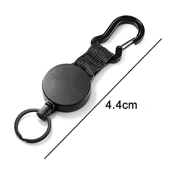 2 st Retractable Nyckelring Svart Elastisk Dragspänne Retractable Nyckel M