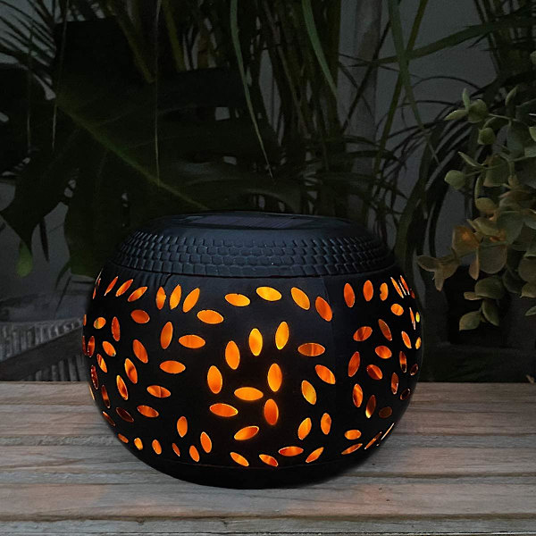 Solcells bordslampa utomhus vattentät dansande blinkande låga solcells LED-lampa, automatisk på/av belysning inomhus skrivbord uteplats trädgård passage innergård Black