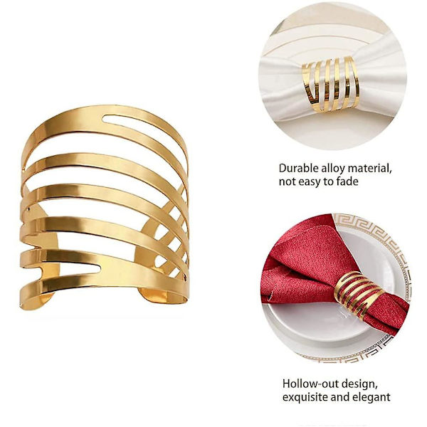 8 Stykker Serviett Dekor Ring, Metall Serviettringer, Serviettring, Ajourmønster