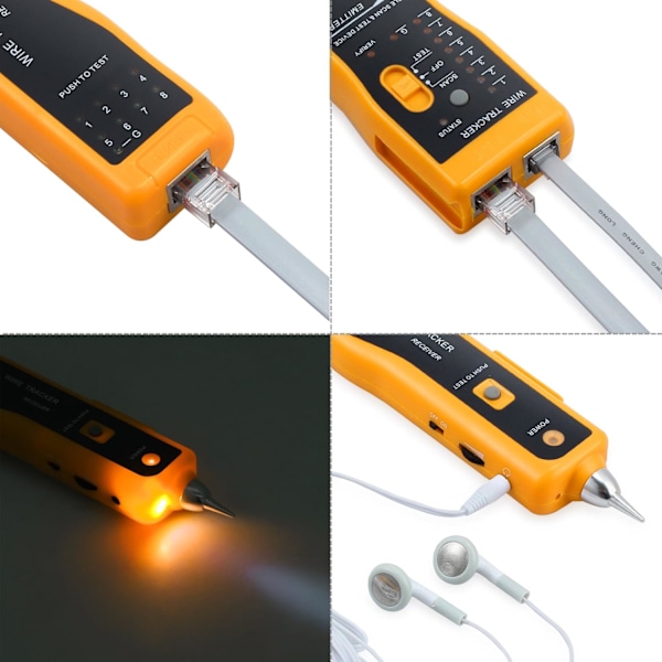 RJ11 RJ45 Kabeltester Linjefinder Ethernet LAN Netværkskabeltester Multifunktionel Toner Tracer Tester til Netværkskabel Sammenligning