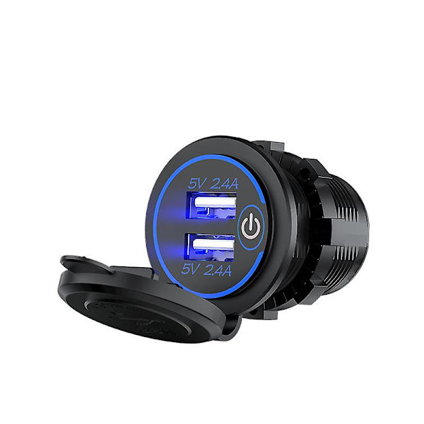 Dubbel 4.8a USB-billaddare för biluttag Vattentät Strömförsörjning Billaddare Uttag Snabbladdning Billaddare Adapter För 12v~24v Fordon Bil Båt Motorcykel