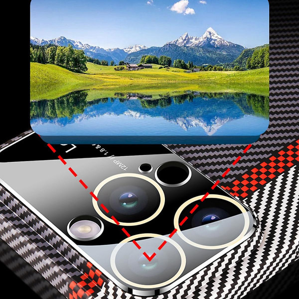 Karbonfiber Magnetisk Deksel til iPhone 15 Pro Max, Logo Visning Ultratynt Deksel med Linsebeskyttelse, Kompatibelt med Magsafe Red For iPhone 15 Pro Max