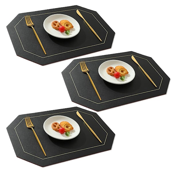 Tvättade inomhus/utomhus platsmattor för matbord Hållbara bordsmattor black