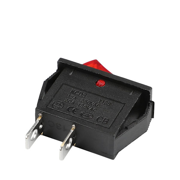 5 st On/off båtrockerswitch 12v 250v/15a 125v/20a 2-stifts vippbrytare för bil, automatisk båt, hushållsapparater Red