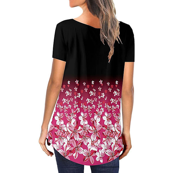Dame Kort/langermet Tunika Topper Ensfarget/blomstret Trykt Skjorte Ruffle T-skjorte