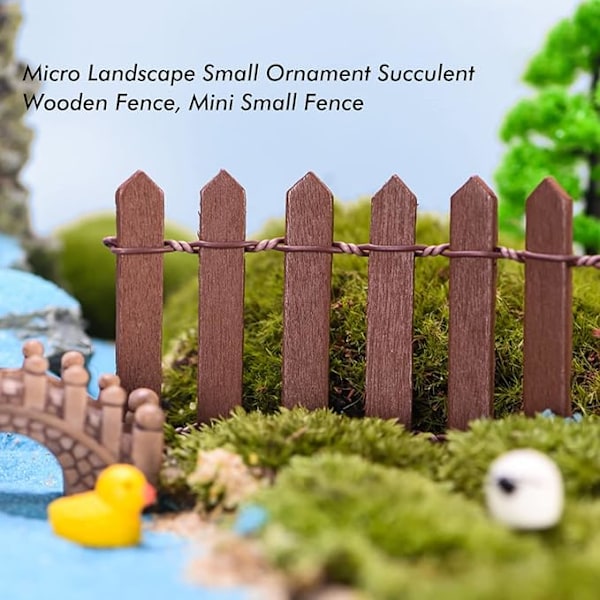 2 Pakk Miniatyr Trestakittgjerde 90*5CM Lite Trestakittgjerde Eventyrhage Juledekorativt Gjerde for Mikrolandskap
