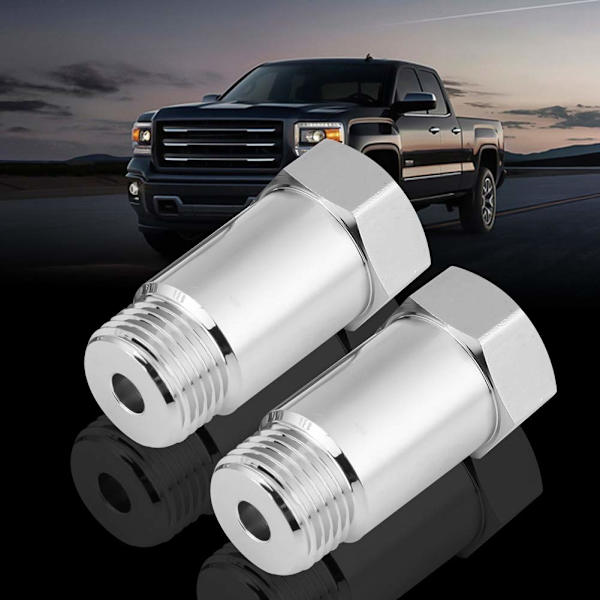 o2 sensor spacer + Ilt Sensor 2 stk 45mm M18*1.5 Check Engine Light Eliminator Adapter O2 Ilt Sensor Forlænger Spacer Sølv