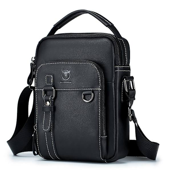 BULLCAPTAIN 0300 Ensimmäisen kerroksen lehmännahkainen olkalaukku Retro Miesten Yhden Olkapään Crossbody-laukku Black
