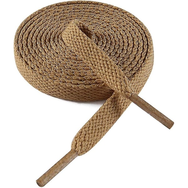 Flate Skotråder 8mm Brede Skotråder For Sneakers  Premium Trener Skotråd  Erstatninger For Sportskotråder Tan 63-  ( 160 cm )