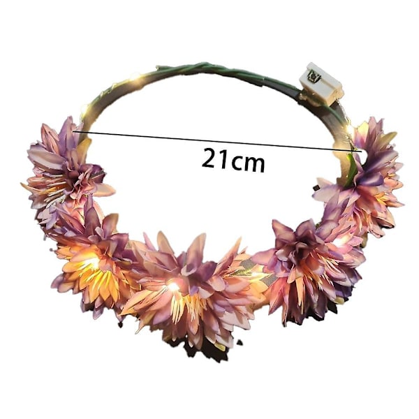 LED Blomsterkrone, Blomsterkrans Hodebånd Lysende LED Blomsterhodeplagg Blomsterhodebekledning shape7