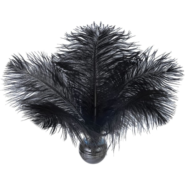 20 st naturliga svarta strutsfjädrar plymer 8-10 tum (20-25 cm) Bulk för gör-det-själv Halloween-dekorationer, bröllopsfester, Gatsby-dekorationer