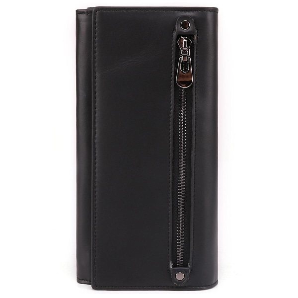 RFID-blockerande lång plånbok Översta lager kohud mobiltelefonväska med blixtlåsficka