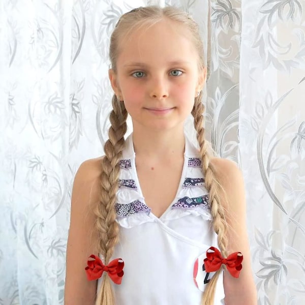 12 stk. Hårbåndsløyfer 3 tommer Cheerleading Alligator Clips Tilbehør 12 Count Red