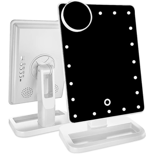 Meikkipeili valoilla Bluetooth-yhteydellä, valaistu meikkipeili kosketusnäytöllä, langaton äänikaiutin, himmennettävä valo, irrotettava 10x suurennus, ladattava Rose Gold