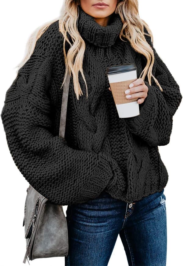 Dame Kabelstrikket Rullekrave Sweater Afslappet Tyk Langærmet Top Pullover Til Vinter