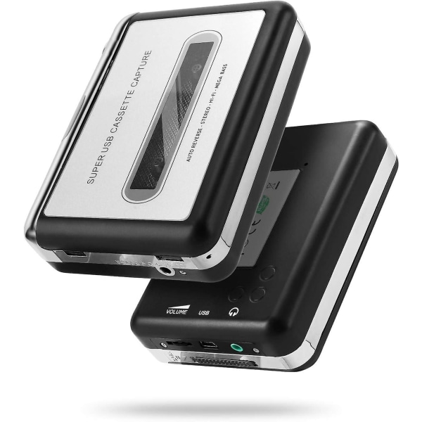 Kassettspelare - Bärbar bandspelare fångar mp3-ljudmusik via USB - kompatibel med bärbara datorer och persondatorer - Konvertera Walkman-bandkassett