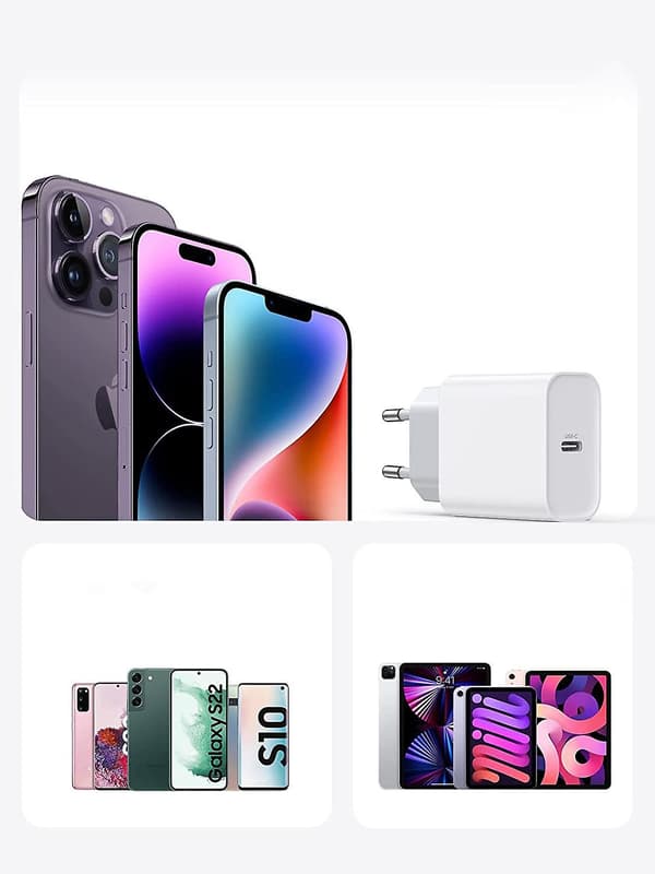 20W USB C PD 3.0 Laderkabel ikke inkludert (hvit)